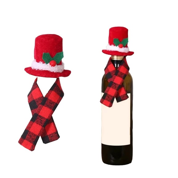 Wine Bottle Scarf Hat Festival Decorative Plaid Ornamental Reusable - Picture 1 of 3